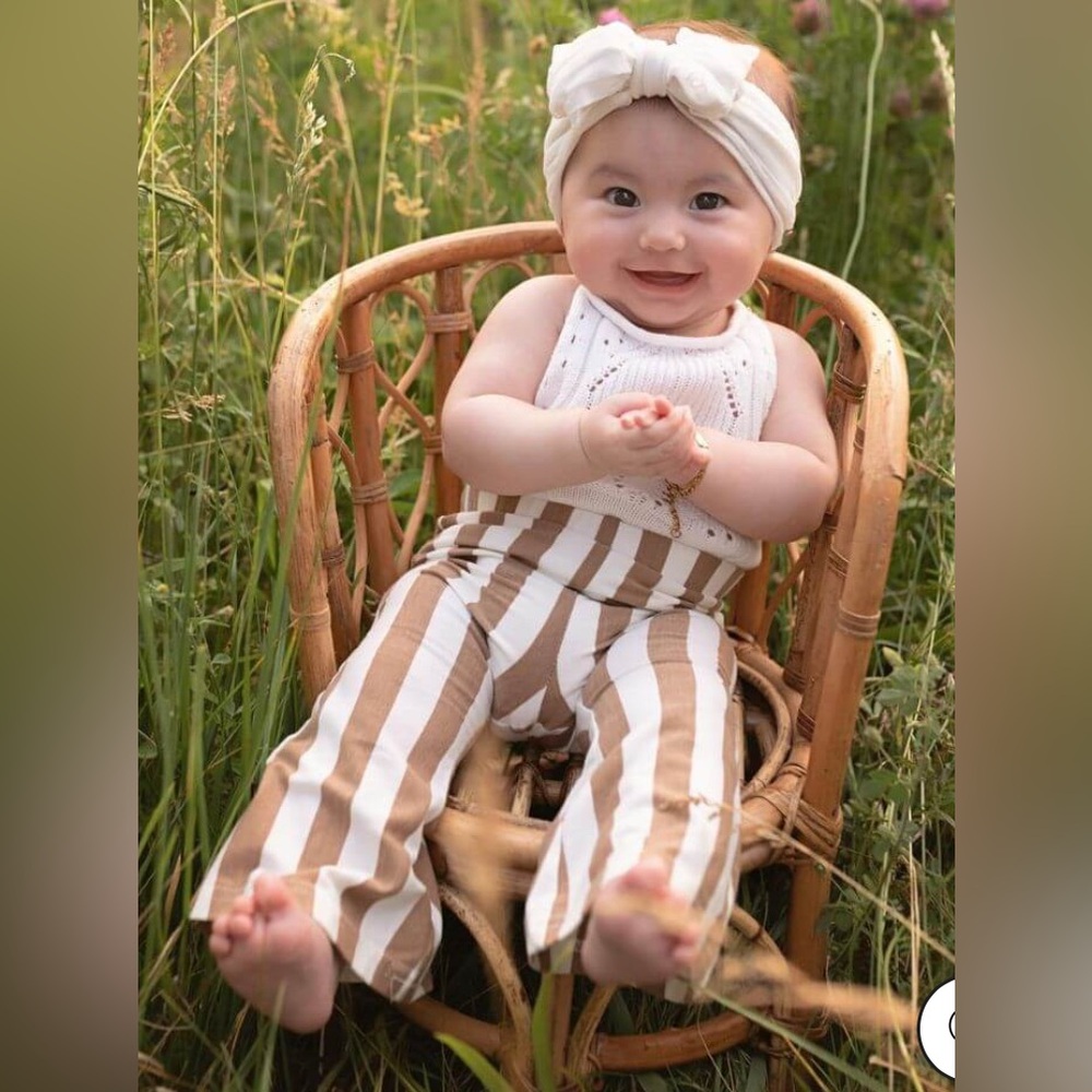 Bailey’s Blossoms BLAKELY BOHO BELL BOTTOMS - TAN STRIPES Size 9-12 Months